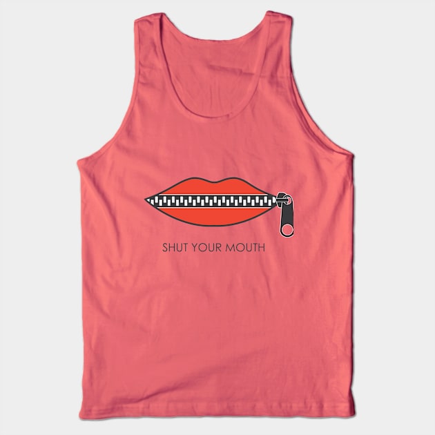 Shut your mouth concept.Red Lips zipped Tank Top by naum